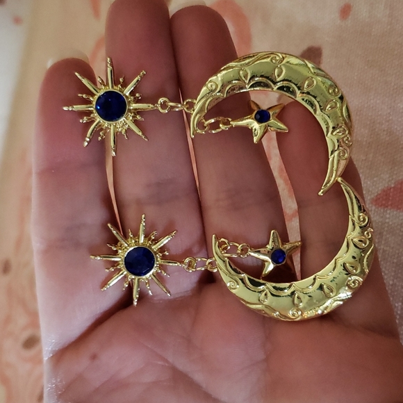 Star Moon Earrings Moon Star Chic Boho Elegant Cute Beautiful Unique Festival - Picture 10 of 10